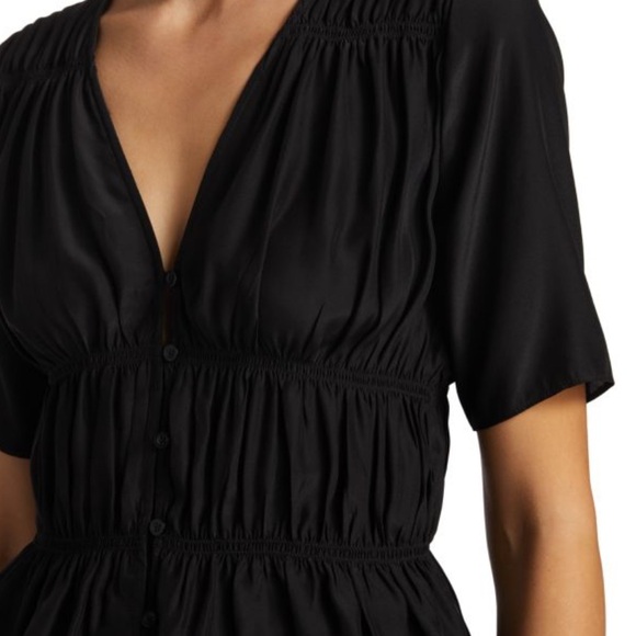 FRAME Ruched V-Neck Blouse - Picture 4 of 5